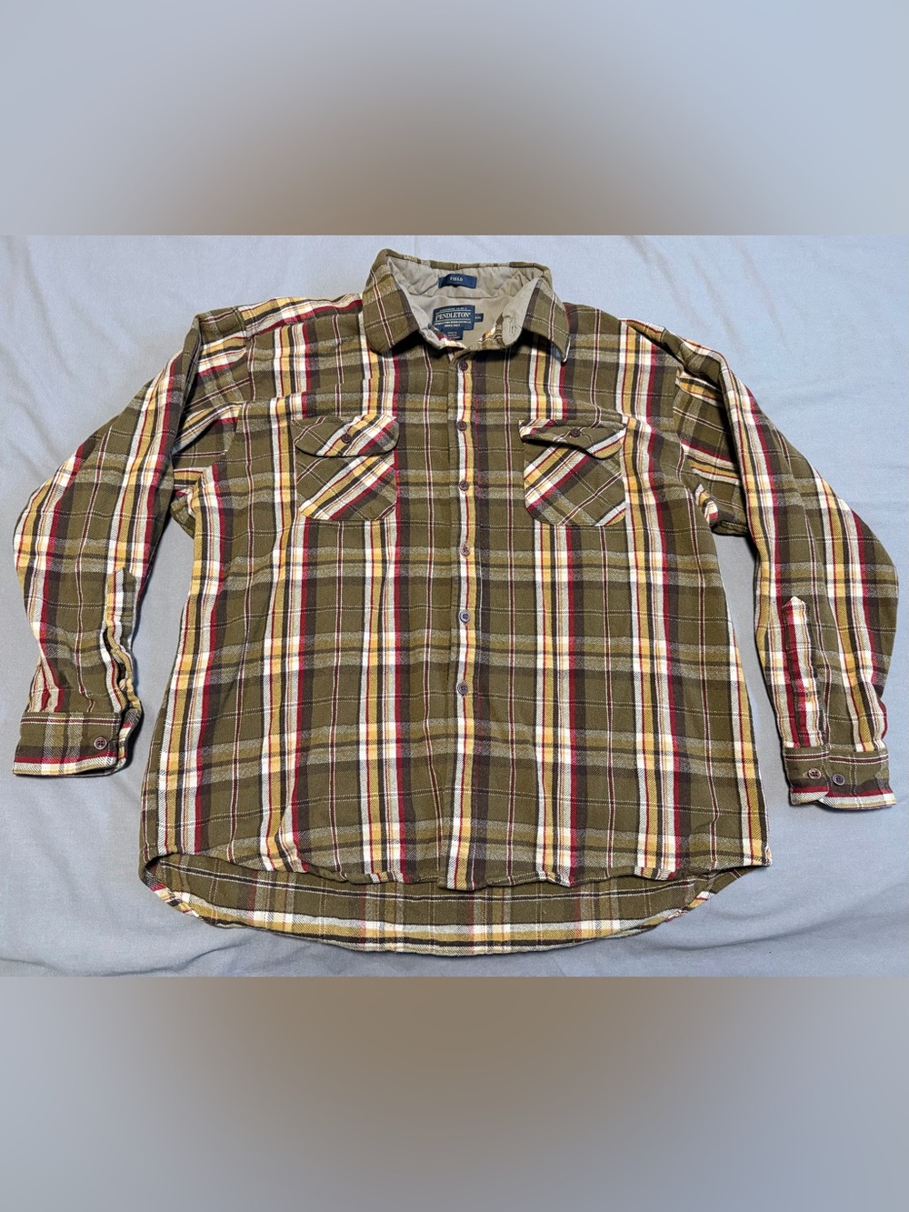 Pendleton Field Shirt Brown 100% Wool Plaid Long Sleeve Button Down Men’s XXL